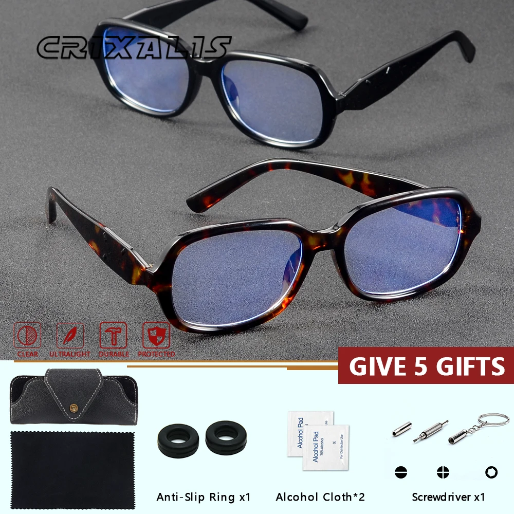 

CRIXALIS деловые минималистичные очки по рецепту для близорукости мужские анти-синий свет ацетатная оправа очки для чтения прогрессивные очки