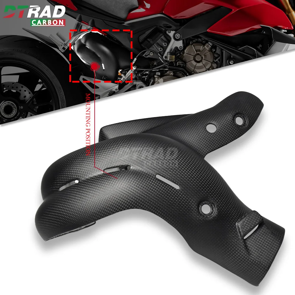 Euro 4 For DUCATI PANIGALE V4 V4S V4R 2018 - 2021 Accessories Carbon Fiber Exhaust Cover Motorcycle Rear Exhaust Heat Insulator