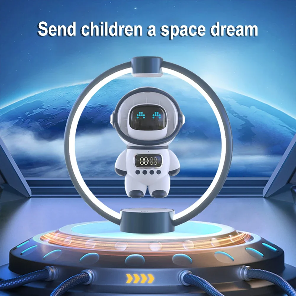 The new maglev AI intercom astronaut clock alarm clock display sleep night light TF plays smart 5.1 Bluetooth speaker
