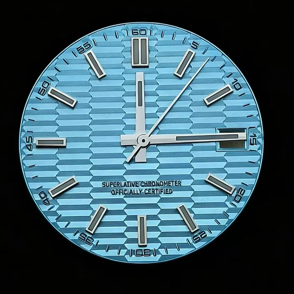 28.5mm NH35 circular dial custom logo dial men's watch blue luminous dial suitable for NH35 movement watch accessories