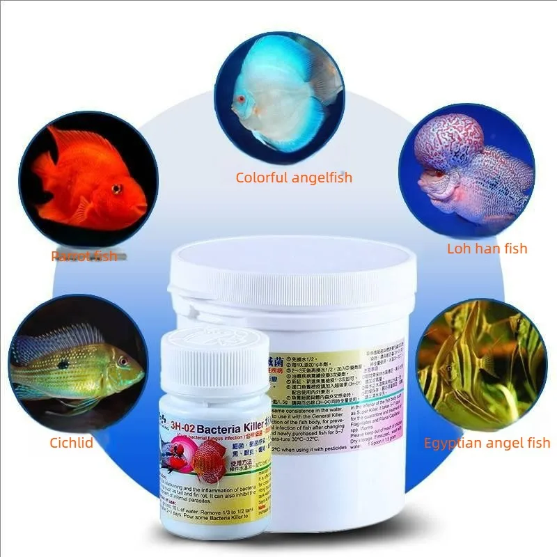 Aquarium Fish Treatment for Internal & External Parasites, Hole in Head, White Spot, Fin Rot for Discus Cichlid Flowerhorn