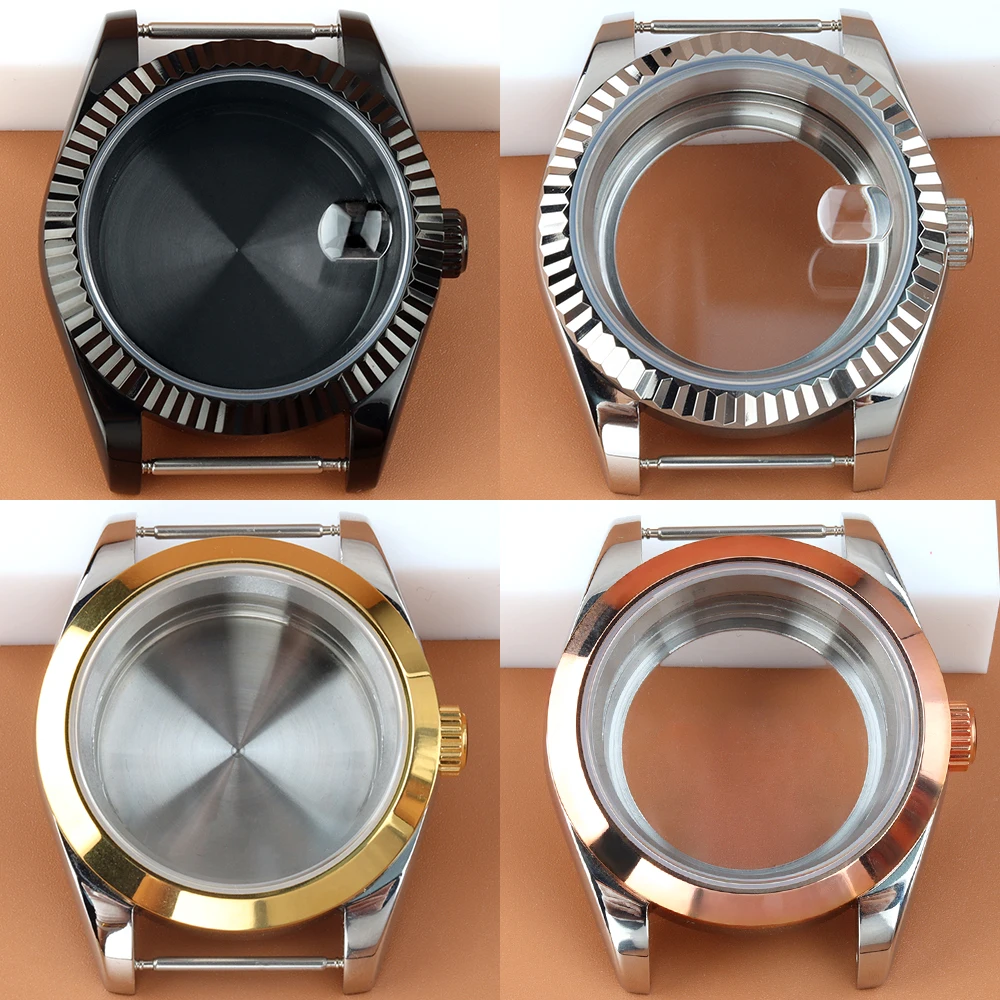 

Rose Gold/Black 36mm 39mm Gear/Flat Edge Watch Case For NH35 NH36 Movement Solid Stainless Steel Watch Accessory DATEJUST Case