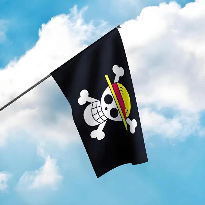 One Piece 90x150cm Piraten-Schädel-Flagge Heim-Schlafzimmer-Wanddekoration Banner Gemälde Luffy Strohhut-Piraten-Flagge Spielzeug als Geschenk