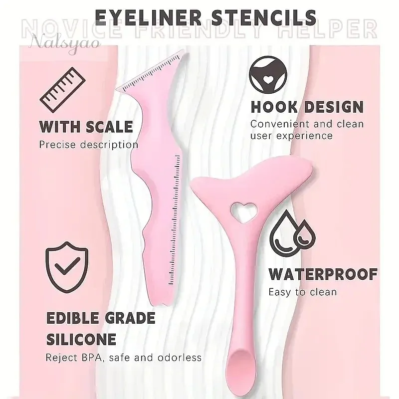 CNKESS 2Pcs Silicone Eye Makeup Ruler Set Multifunctional Eyeshadow Lipstick Eyeliner Stencil Aid Tool