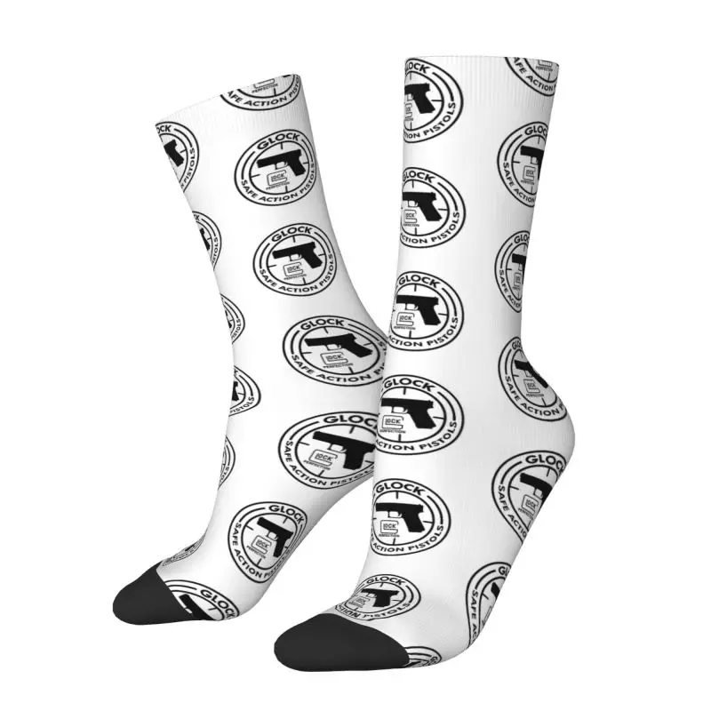 Glock Pistol Dress Socks for Men Women Warm Fashion Novelty USA Handgun Pistol Logo Crew Socks