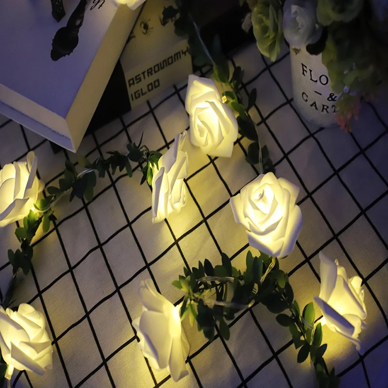 ไฟ LED 10ดวงสำหรับไฟสายแบบเทพนิยาย LED รูปดอกกุหลาบยาว1.5ม. ใช้พลังงานแบตเตอรี่สำหรับงานแต่งงานวันวาเลนไทน์โคมไฟตกแต่งพวงมาลัยสำหรับงานปาร์ตี้