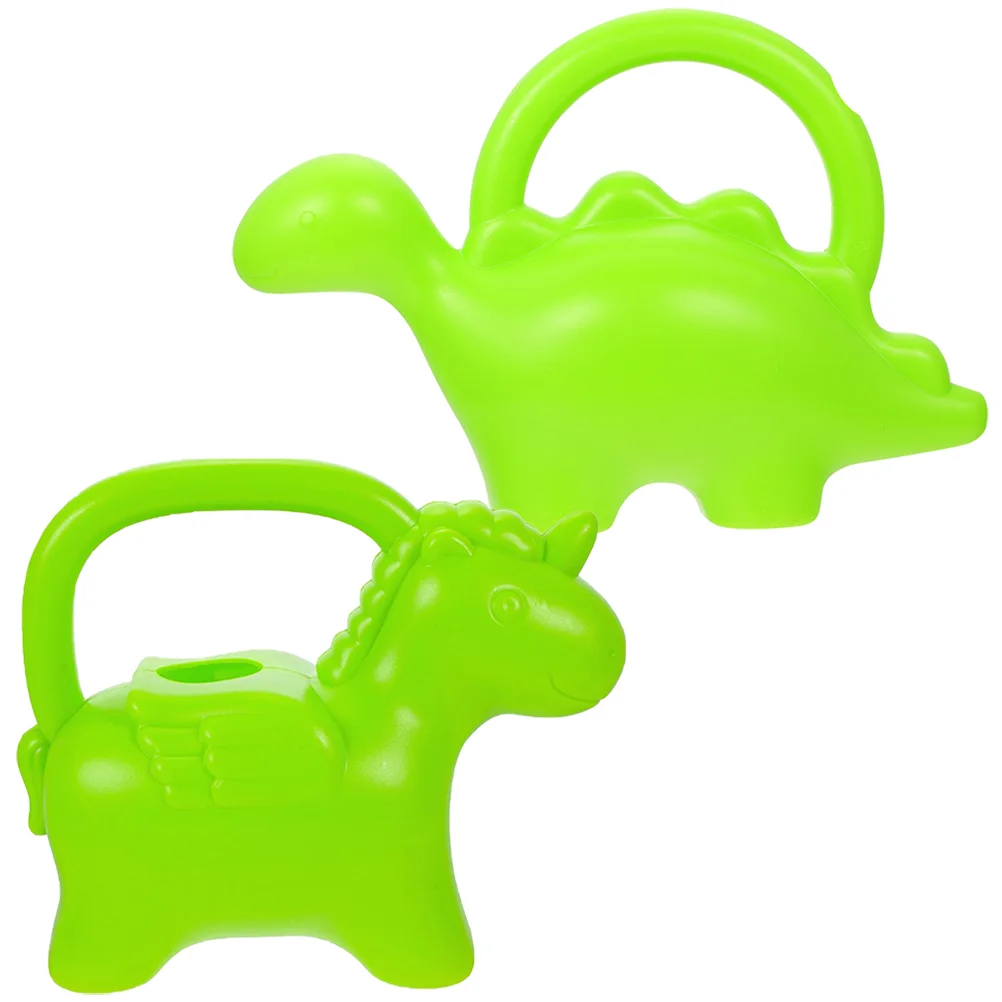 

2 Pcs Children's Garden Watering Can Cute Cartoon Dinosaur Shape Green Practical Portable Toy for Plants Flowers Indoor