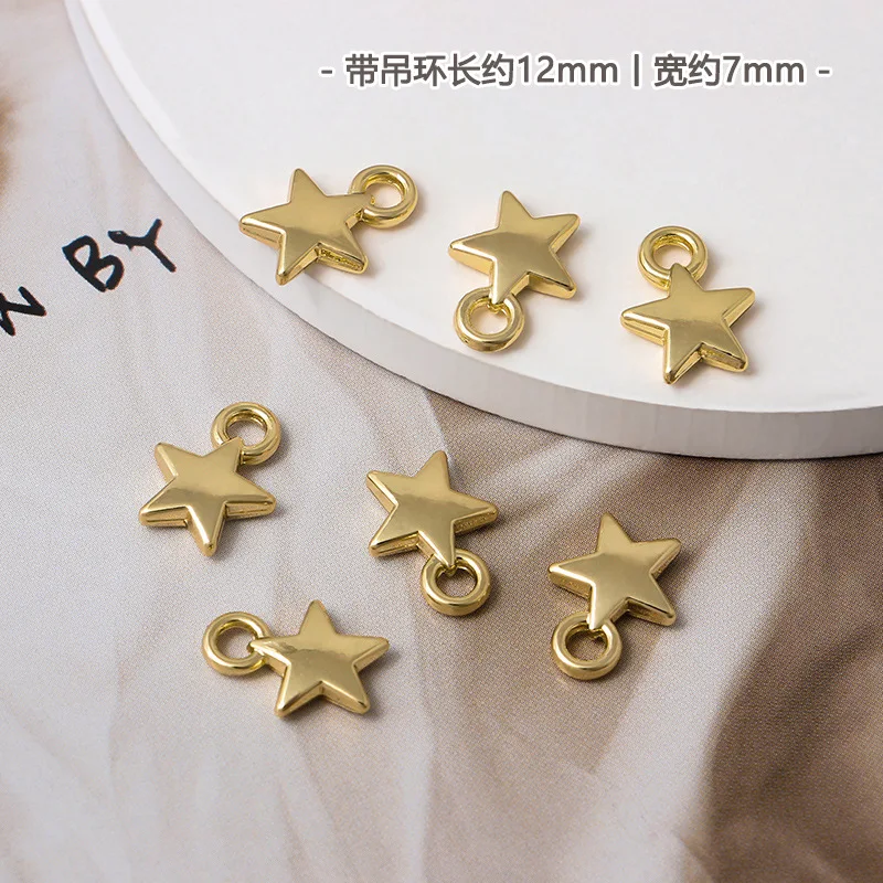 10pcs Golden Color Star Pendant Base Handmade Love Heart Hollow Pendants for Diy Earrings Necklace Bracelet Jewelry Making