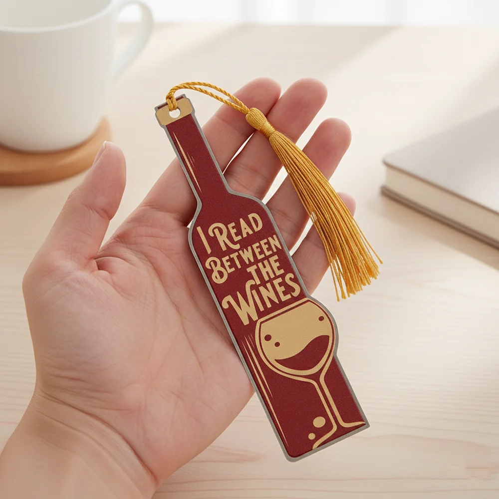 Wine Stainless Steel Bookmark Book Lover Book Accessory with Yellow Tassel Birthday Gift for a Friend