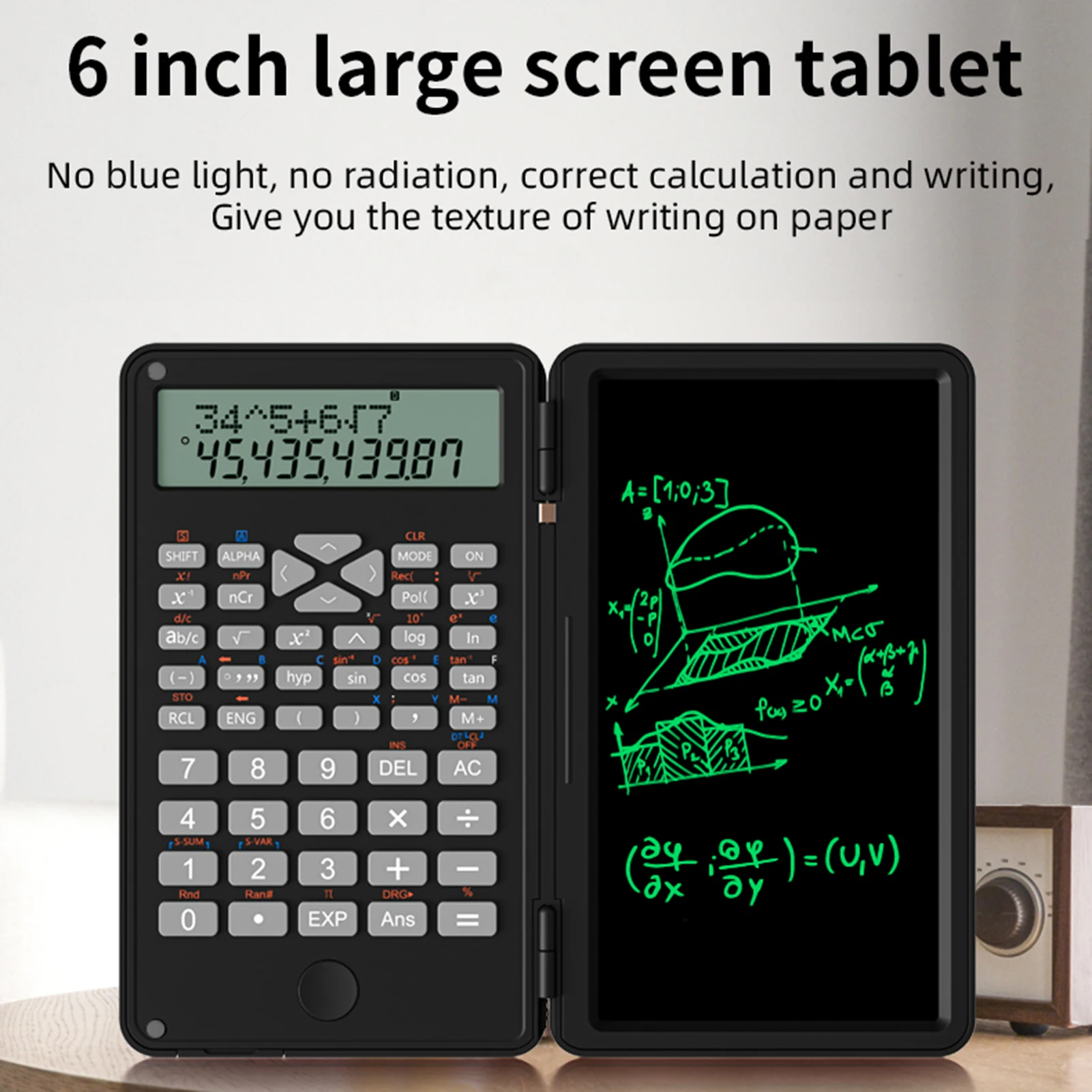 【Sale】Scientific Calculator w/ Erasable Writing Board 240 Functions 2 Line LCD Display Foldable Financial Math Calculator School