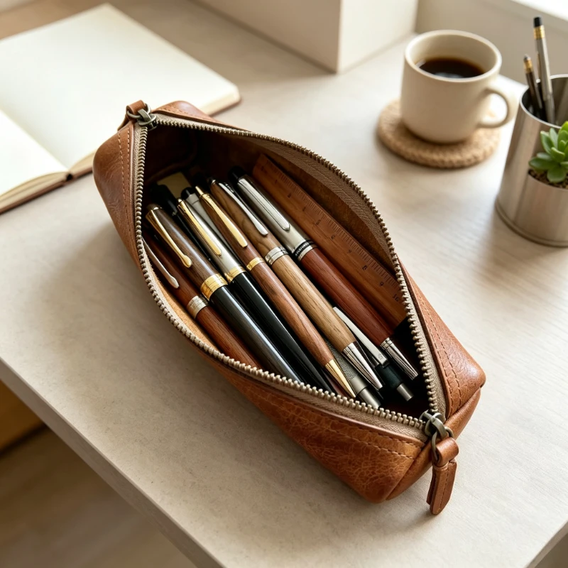 vintage-handmade-vegetable-tanned-top-grain-leather-pen-case-long-wallet-pencil-pouch-multi-purpose-organizer-bag-가죽-펜-케이스