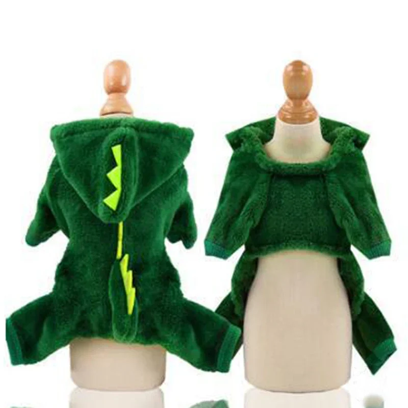 

Pet Dog Clothes Funny Dinosaur Costumes Winter Warm Plush Coat Small Kitten Hoodie Puppy Dog Cloth
