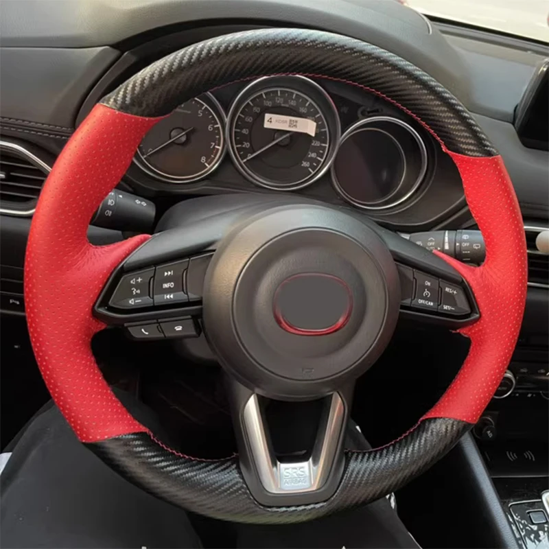 DIY Car Steering Wheel Cover Black Artificial Leather For Mazda 3 Axela 2017-2019 For Mazda 6 Atenza 2017-2019 CX-3 CX-9 CX-5