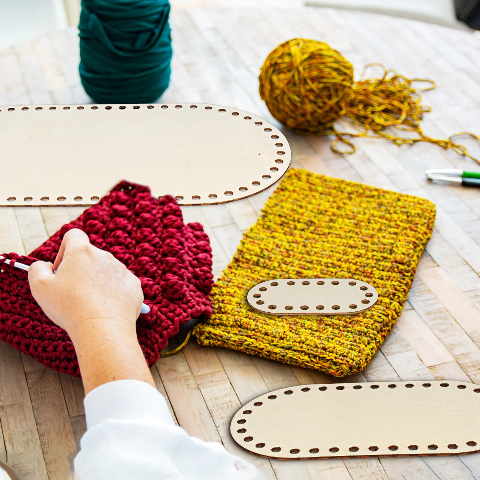 

5pcs Basket Base Slices Crochet Wood Bottom For Crafts Knitting Bag Wooden Base Craft Supplies Unfinished Wood Shapes Crochet