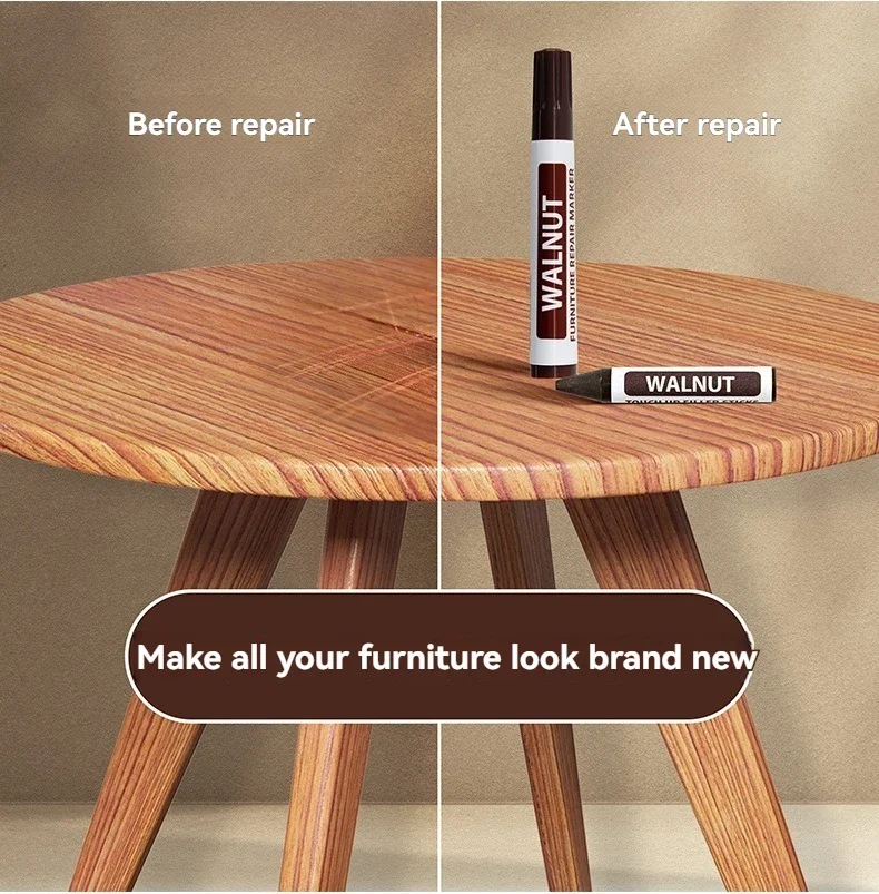 Möbelreparatur-Stift-Set: Kratzerentferner und Reparaturkit für Holz, Kratzerfüller, Farbe für Holzschränke, Böden und Tische – Detail 13