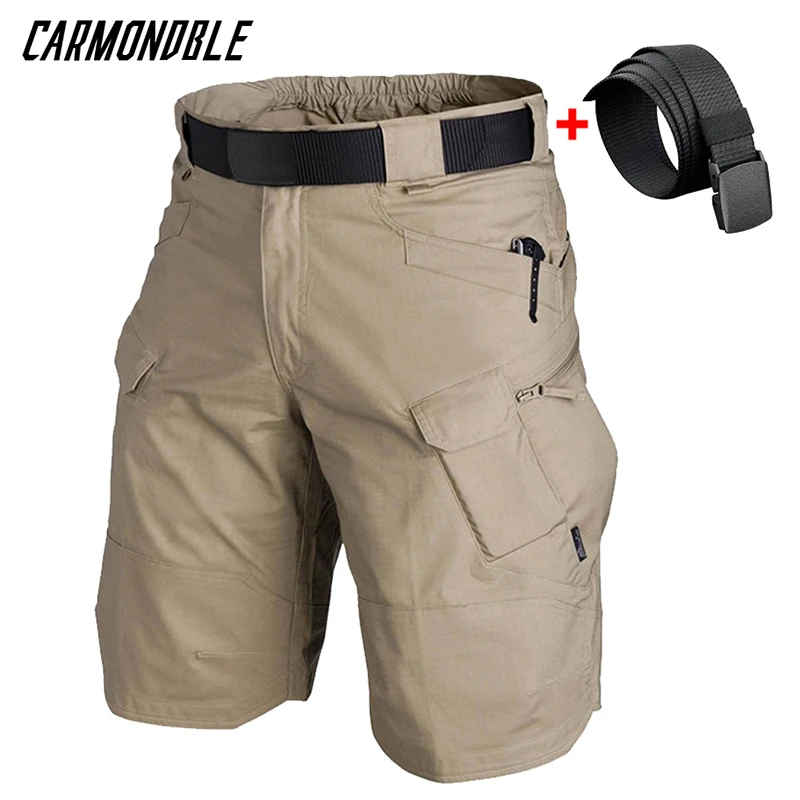 CARMONDBLE spodenki męskie miejskie wodoodporne Cargo spodenki taktyczne męskie Outdoor Camo oddychające szybkoschnące spodnie letnie szorty na co dzień
