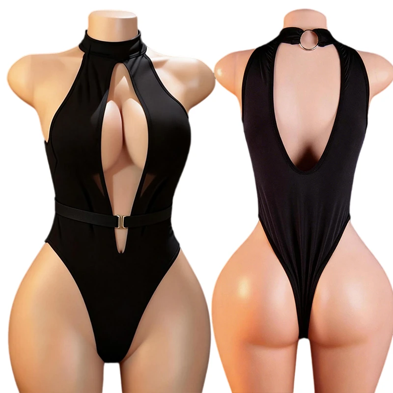 Desire Night Sexy Hot Lingerie Transparent Lace Hollow Bodysuit Crotchless Hot Women Nightgown V-Neck Bra Underwear Costumes