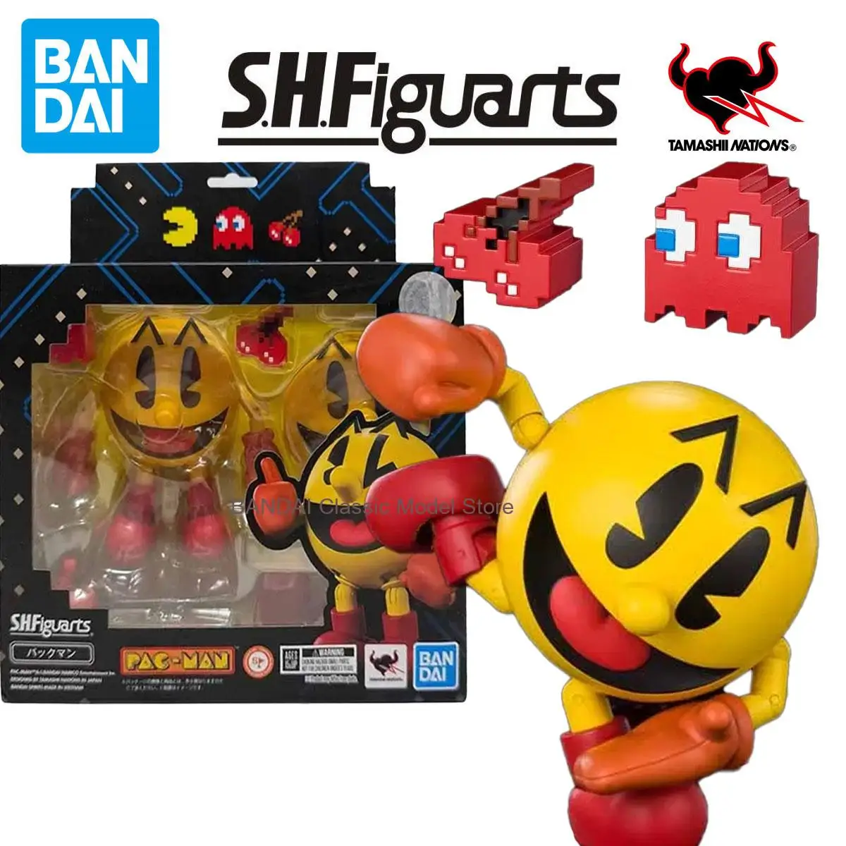 

BANDAI S.H.Figuarts Pac Man Аниме-модельный комплект — Коллекционная игрушка для мальчиков и девочек — оригинальная пенопластовая хлопковая упаковка 100 мм