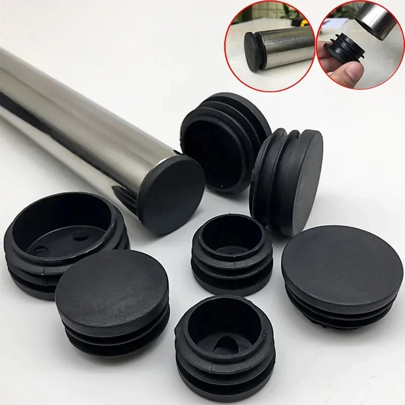 50/100pcs Round Plastic Plug Pipe Tubing End Caps Insert Furniture Foot Table Chair Leg Blanking End Insert Plug for Metal Tube