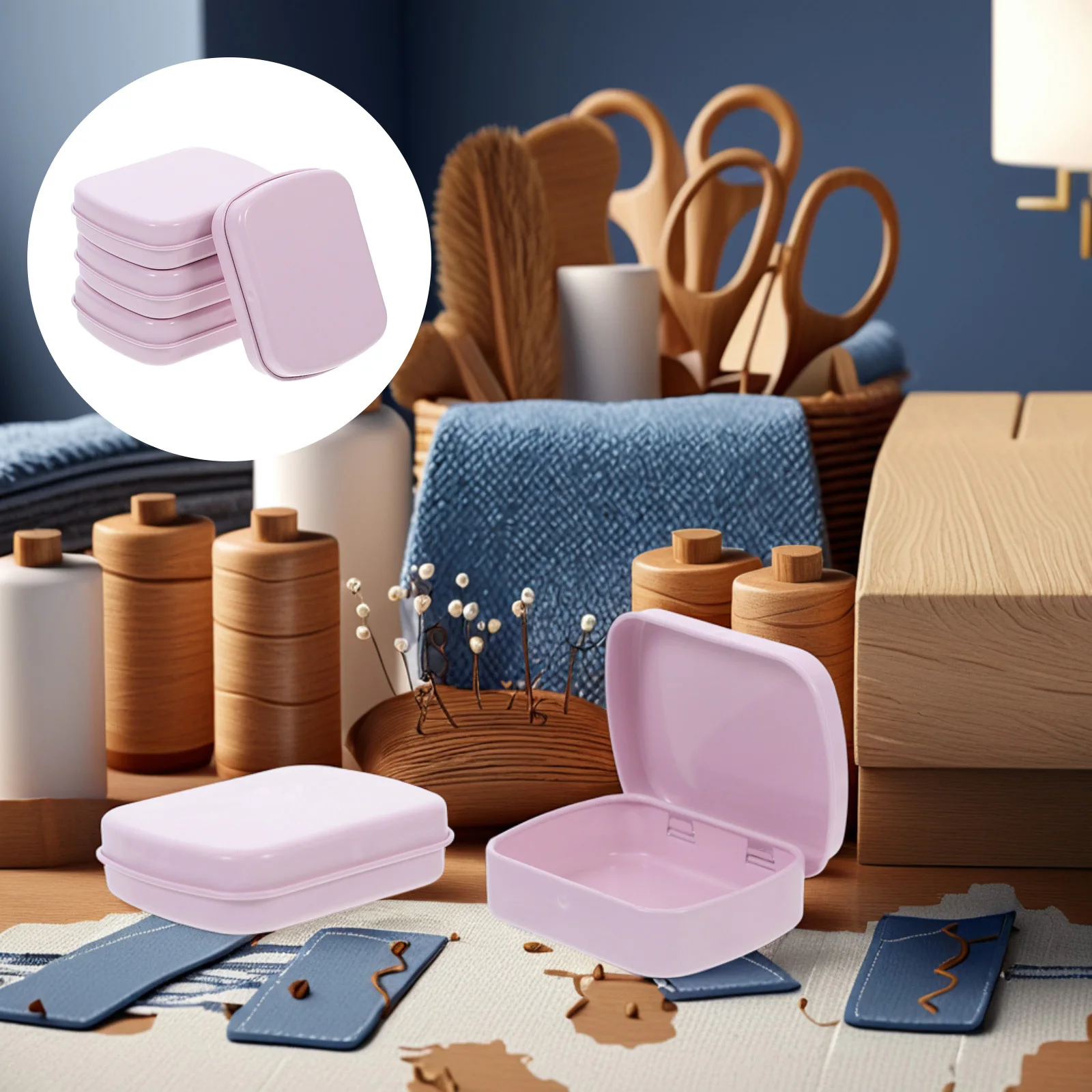 

4Pcs Flip Top Small Metal Hinged Tin Boxes Pink Mini Rectangle Portable Organizer Jewelry Candy Craft Storage Box