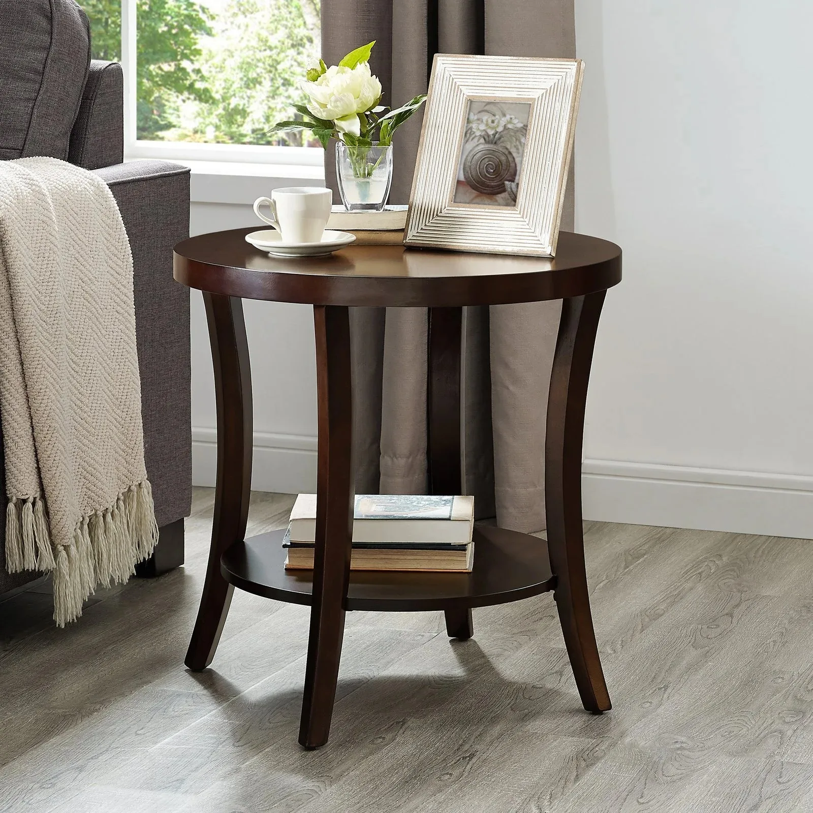 US Perth Contemporary Wood End Table in EspressoDimensions: 23D x 23.5H in. Crafted of durable wood