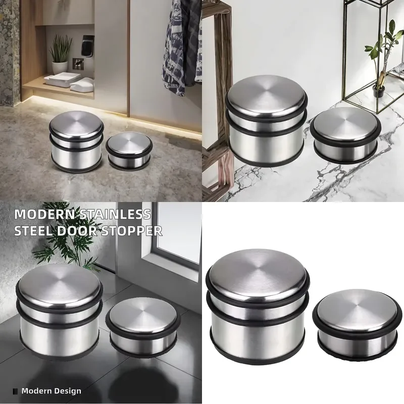 Modern Stainless Steel Floor Door Stopper Durable Heavy Duty Door Block Prevent Slamming for Home Office Bathroom Commercial