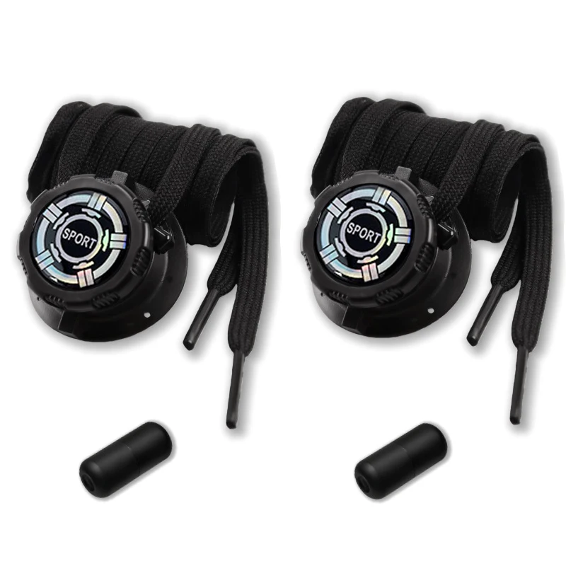 Schwarz-weiße flache Schnürsenkel mit Drehverschluss, einfach zu installierende automatische Schnürsenkel, Schnürsenkel für Outdoor-Sportarten, Unisex, 1 Paar/2 Paar