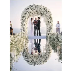 10 Meter Wedding Mirror Carpet T Stage White Silver Aisle Runner Rug Carpet For Wedding party Backdrop Decorations 0.12mm HOTEL