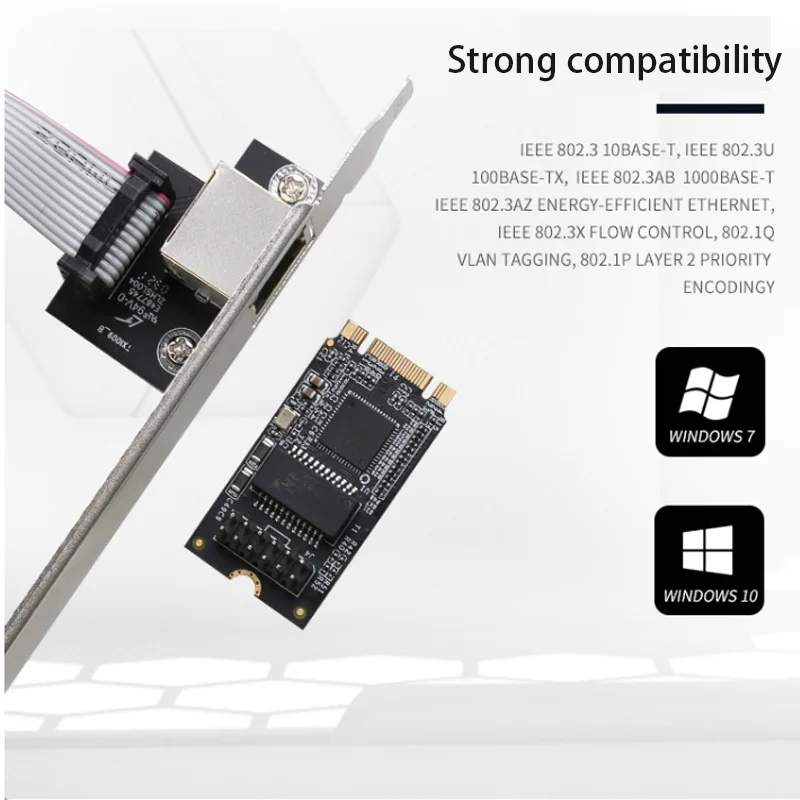 Adaptador LAN RJ-45 de alta velocidad, tarjeta de red Gigabit PCI-E para PC de escritorio, M.2 a gigabit, Ethernet rápida, 10/100/1000mbps