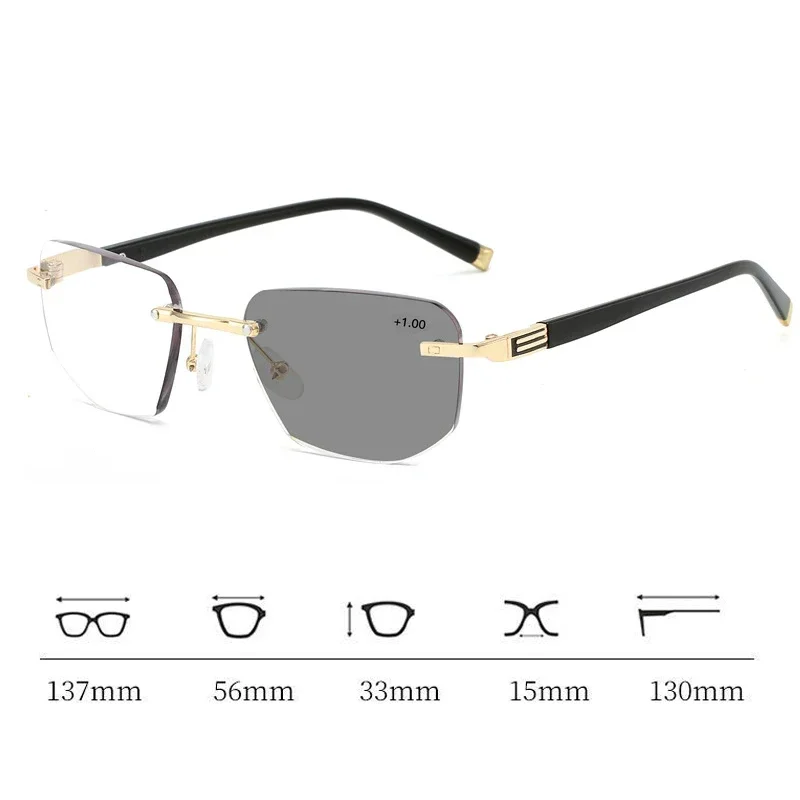Randlose, multifokale, photochrome Lesebrille mit Schneidkante, farbwechselnde Presbyopie-Brille, blockierende Augenschutzbrille – Detail 6