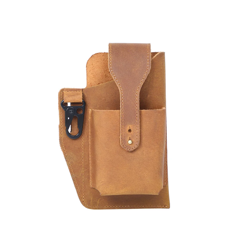 S.WORKER Vintage Herren-Gürteltasche aus Vollnarbenleder, Echtleder-Freizeitgürteltasche für Handy und Schlüssel. – Detail 15