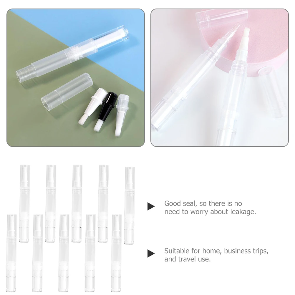 

10pcs 5Ml Refillable Foundation Dispensing Pen Transparent Twist Applicator For Lip Gloss Nail Oil Eyelash Serum Essential Oil