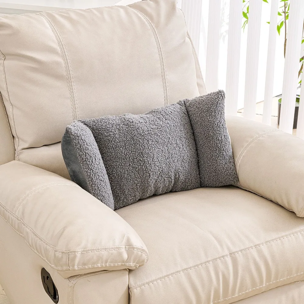 

Cozy Ergonomic 3-Segment Lumbar Pillow Soft Extended Waist Cushion Fleece Solid Color Back Support Cushion Armchair