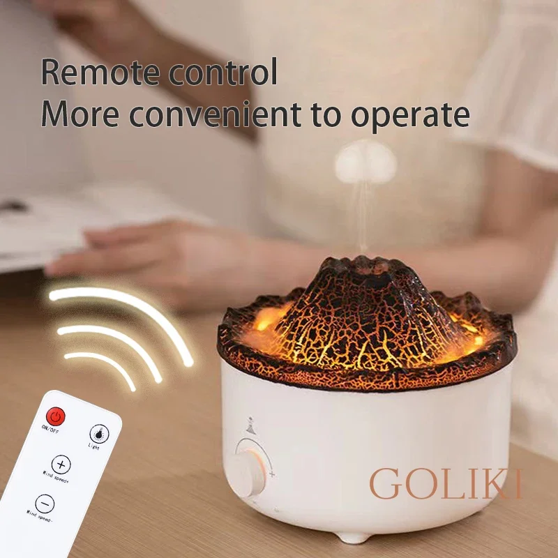 560ML Humidifier Remote Control Essential Oil Diffusers Ultrasonic Diffuser Flame Volcano With Jellyfish Shaped Spray Mist Maker