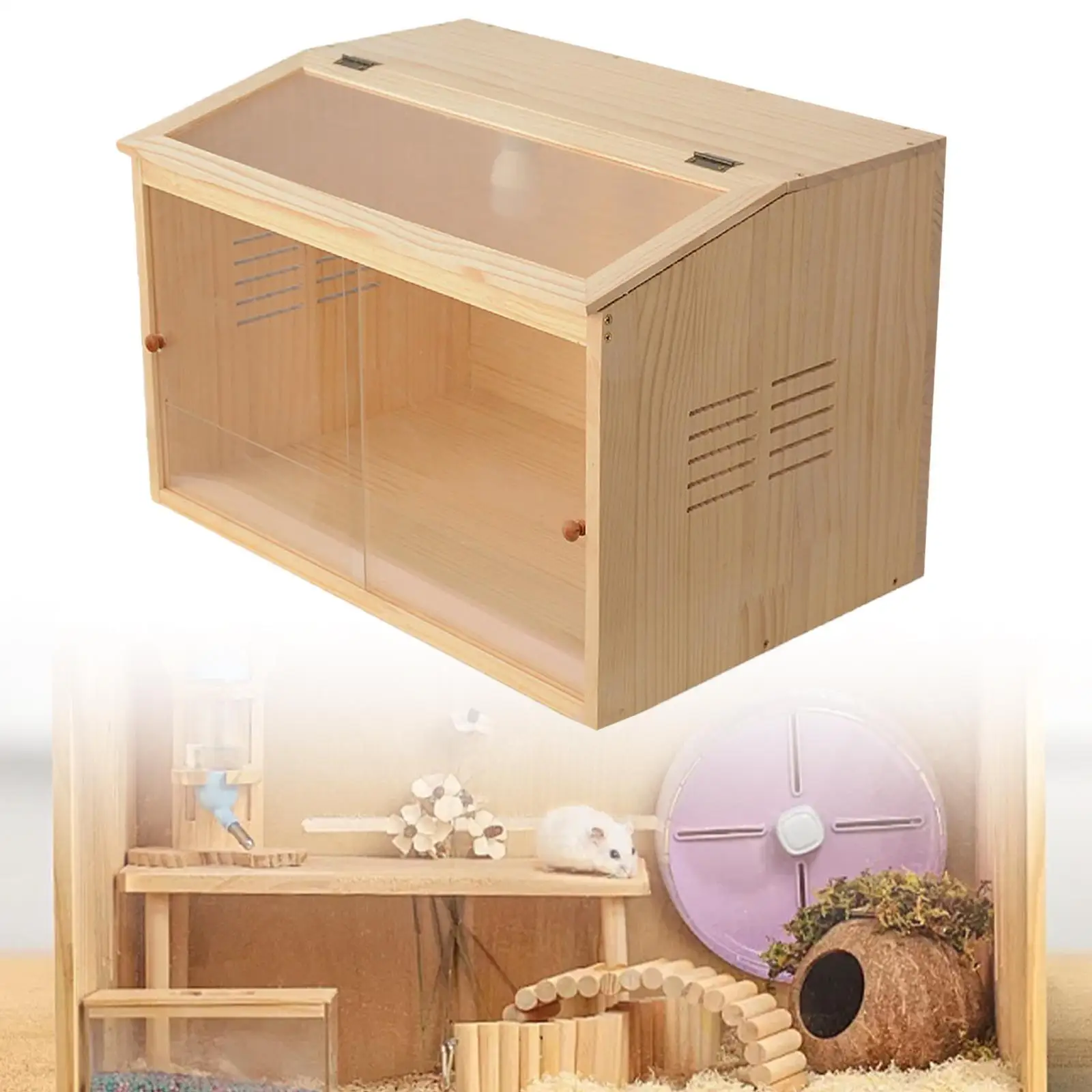 Caja para chocadeo de pollitos, caja de madera para casa de hámster, caja de alimentación para pollo rutina, caja de cría para ratón, Chinchillas, gerbos