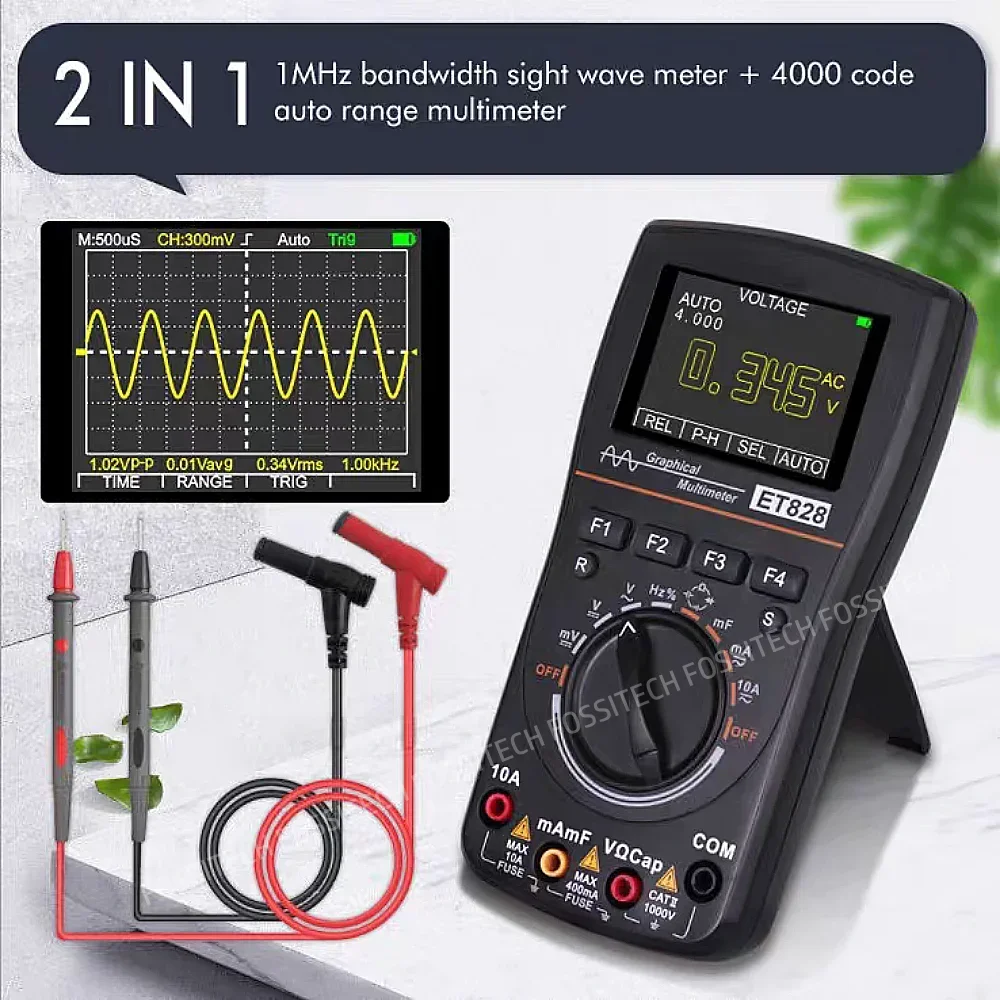 ET828 Handheld Digital Oscilloscope Multimeter 2.5Msps Sampling 2 in 1 Graphical 2.4