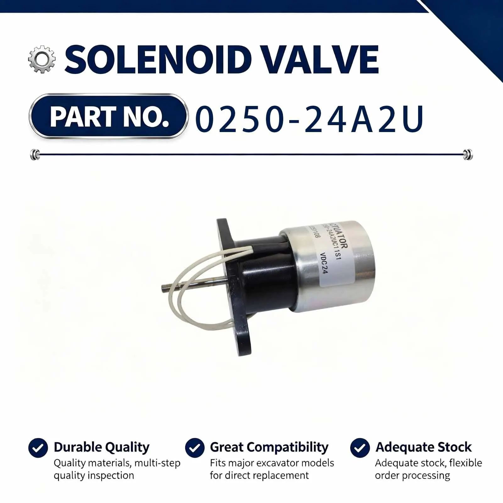 New 24V Diesel Engine Shut-Off Solenoid Valve 0250-24A2UC11S1 Compatible for Loader Excavator