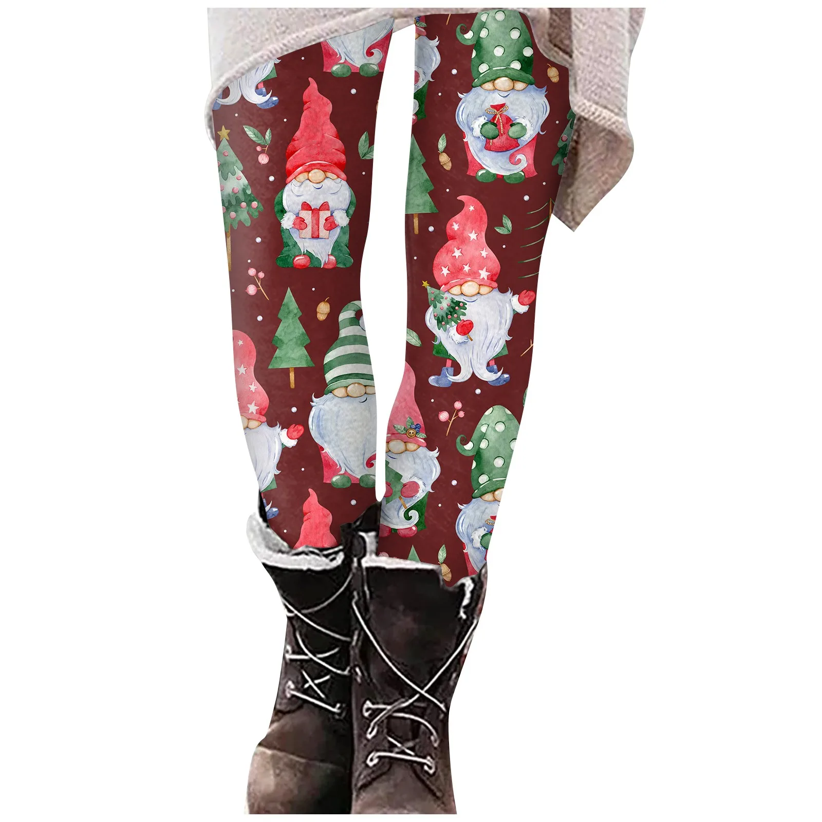 Leggings Frauen Stiefel bedruckte Hose All- Casual lange schlanke elastische Weihnachts hose bequeme elastische weiche Strumpfhose Navidad-Stil