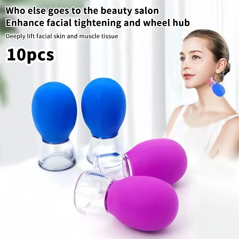 10Pcs Silicone Cupping Massage Cup For Body Face Neck Eye Massager Vacuum Tank Body Facial Care, Anti-aging Beauty Tool