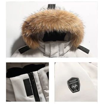 Warm Fur Collar Ski Parka 5 Winter Men's Warm Mountain SKi Parkas Fashion Men Fur Collar Mid-Long Down Padded Coats Men Windbreaker Thermal Hooded Jackets 5