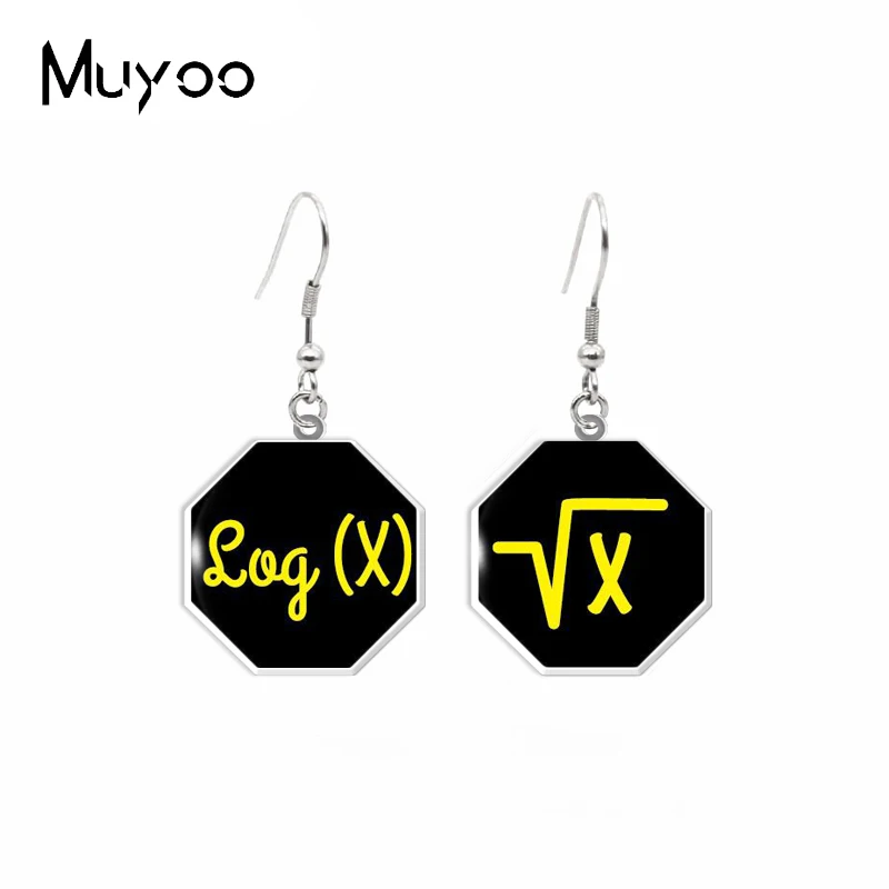 2021 New Mathematics Symbols Arithmetic Formula Handmade Epoxy Acrylic Fish Hook Dangle Earrings