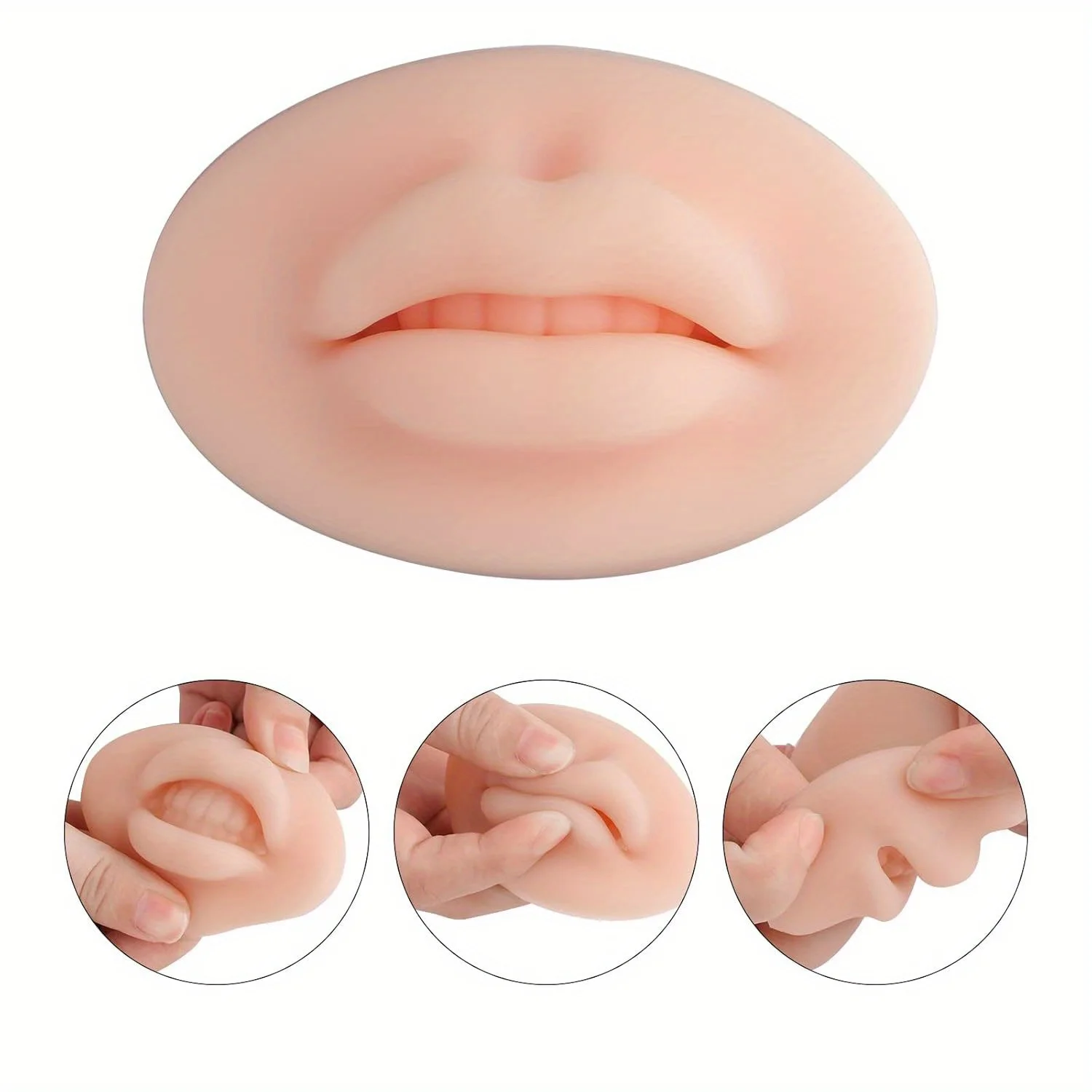 5D Realistic Lip Practice Skin for Permanent Makeup Training, 3D Silicone Lip Blush Pad with Simulation Modules, Reusable False