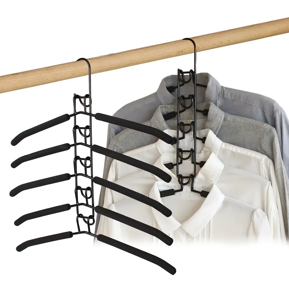 

Indoor Space-Saving 5-Layer Mounted Hanger Detachable Clothes Drying Rack Holder for Household One-Piece Clothes Hangers.