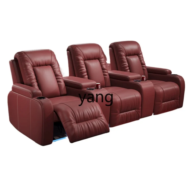 L'm'm Modern Straight Row Three-Person First Layer Cowhide Film and Television Hall Private Villa Family Theater Sofa