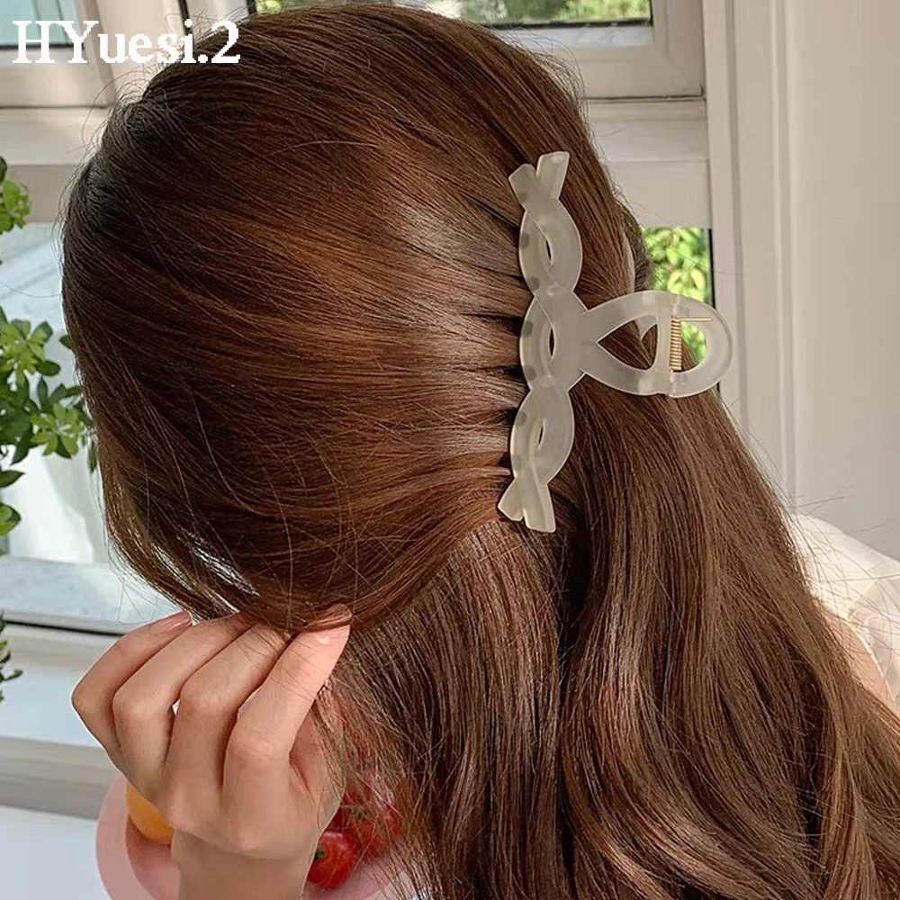 Elegant Transparent Frosted Hair Claws Jelly Color Cross Rectangle Shark Hairpin Crab Women Girls Summer Party Headwear