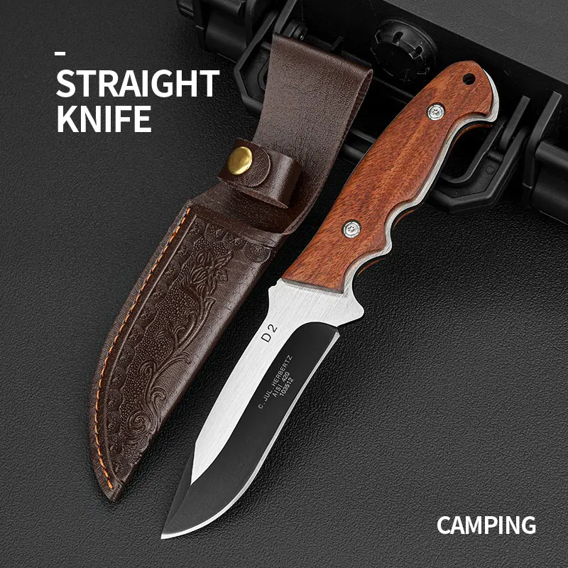 Sharp fruit knife, EDC camping knife, fixed blade, barbecue knife, multi-purpose outdoor survival knife and hunting knife