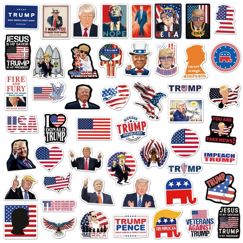 50pcs Donald Trump Fashion Classic Graffiti Stickers Car Skateboard Trolley Case Notebook Phone Decorate Sticke Gifts