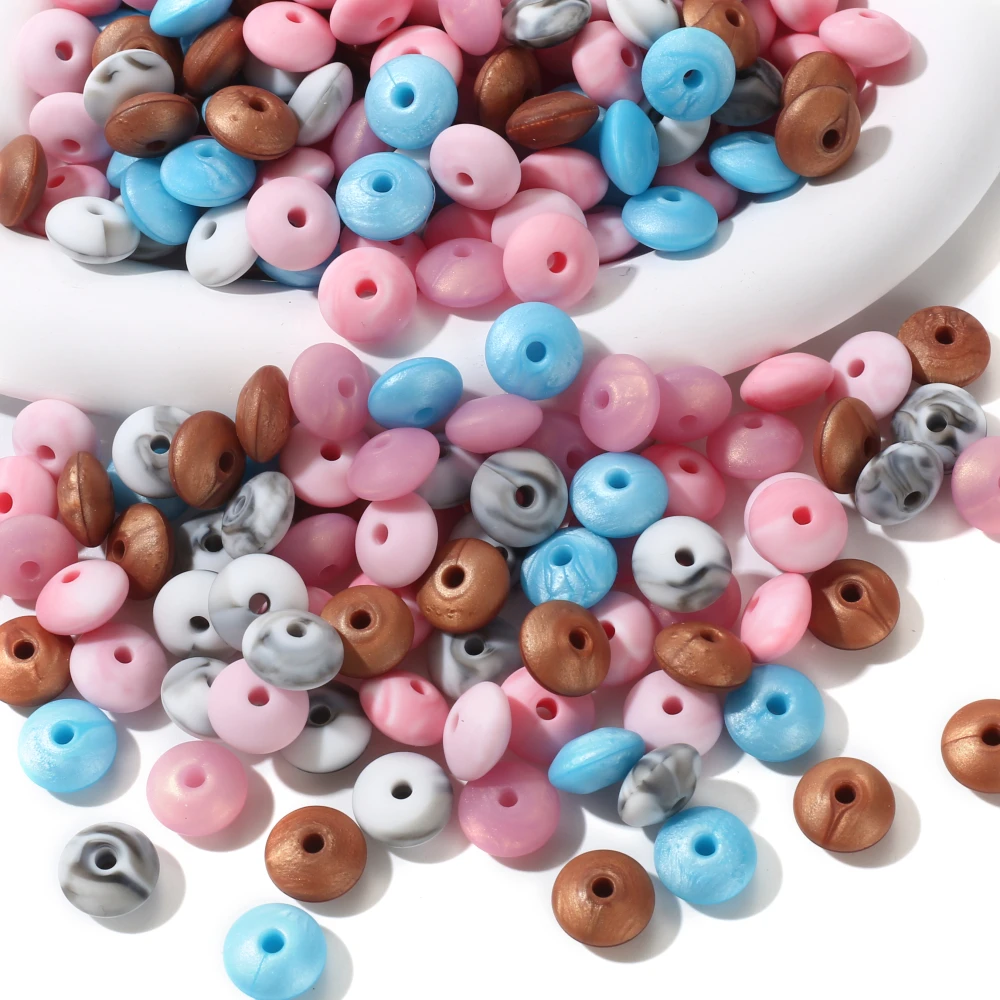 50Pcs Silicone Lentil Beads 12mm Food Grade DIY Charms Baby Chew Toy Nursing Accessory Teething Necklace BPA Free