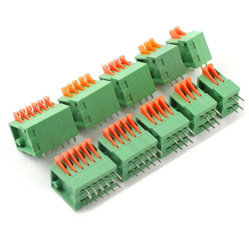 5/10Pcs/lot 2.54mm Pitch KF141R Push-in Spring Screwless Terminal Block Bent Foot 2/3/4/5/6/8/10P PCB Connector