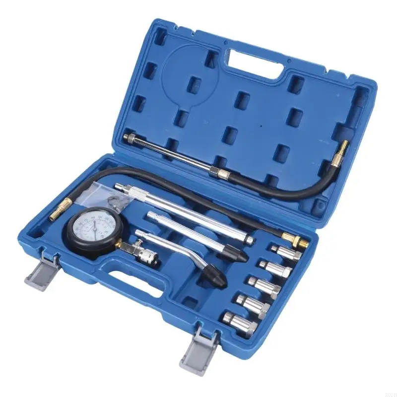 Engine Diagnostic Compression Meter Set with Threaded Fittings, Flexible Hoses and Extension Pieces for Experienced Vehicle